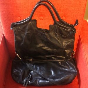 Foley + Corinna Black Leather Mid City Tote
